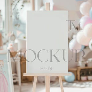 24x36 Welcome Sign Mockup, Boho Easel Sign Mockup, Seating Chart Mockup, Baby Shower Welcome Poster Mockup, Editable PSD Welcome Mockup