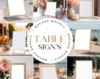 Maquetas de letreros para mesa de boda: maquetas de marcos de 5x7 y 8x10 (PSD, JPG)