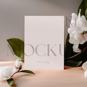 Maqueta de tarjeta de 5x7, maqueta de tarjeta blanca vacía minimalista, maqueta de invitación de 5x7, maqueta de papelería de boda, maqueta de tarjeta bohemia, maqueta de tarjeta de felicitación