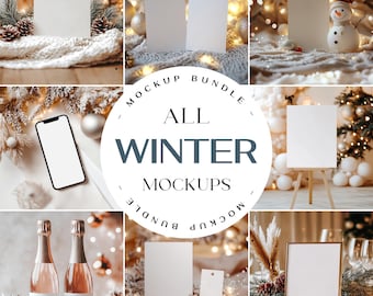 Christmas Card Mockup Bundle, Holiday Greeting Card Mockups (PSD, JPG)