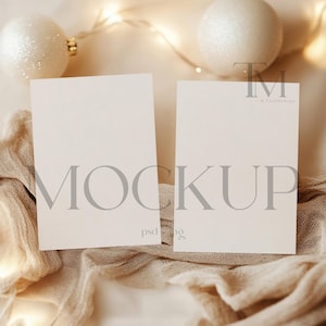 Holiday Card Mock Up, Christmas Cards Mockup, Christmas Greeting Cards Mockup, Card Mockup Winter, Double Christmas Card Mockup, CH5