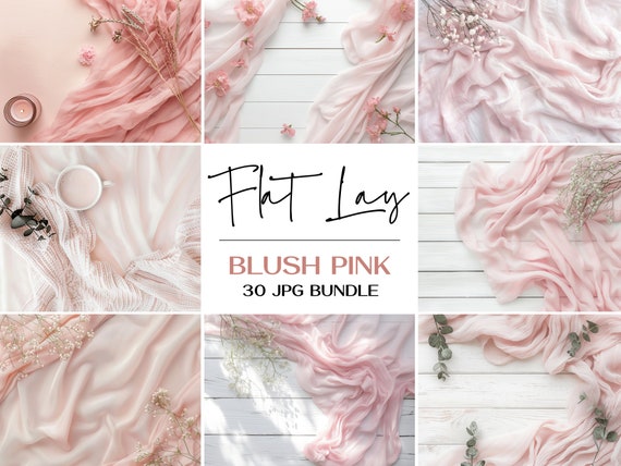 Blush Pink Table Flat Lay Mockup Bundle (30 JPG)