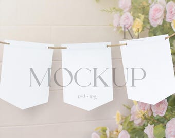 Highchair Banner Mockup, Garland Banner Mockup, First Birthday Banner Mockup, Party Banner Mockup, One High Chair Mockup, Flag Mockup PSD