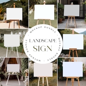 Wedding Welcome Sign Mockup Bundle, Landscape Easel (PSD, JPG)