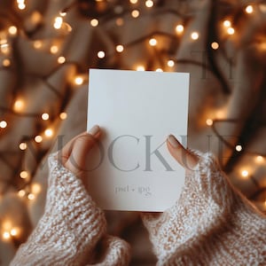 Christmas Card Mockup, 5x7 Card Mockup, Winter Invitation Mockup, Holiday Card Mock Up, Greeting Card Mockup, Card In Hands Mockup, CH5