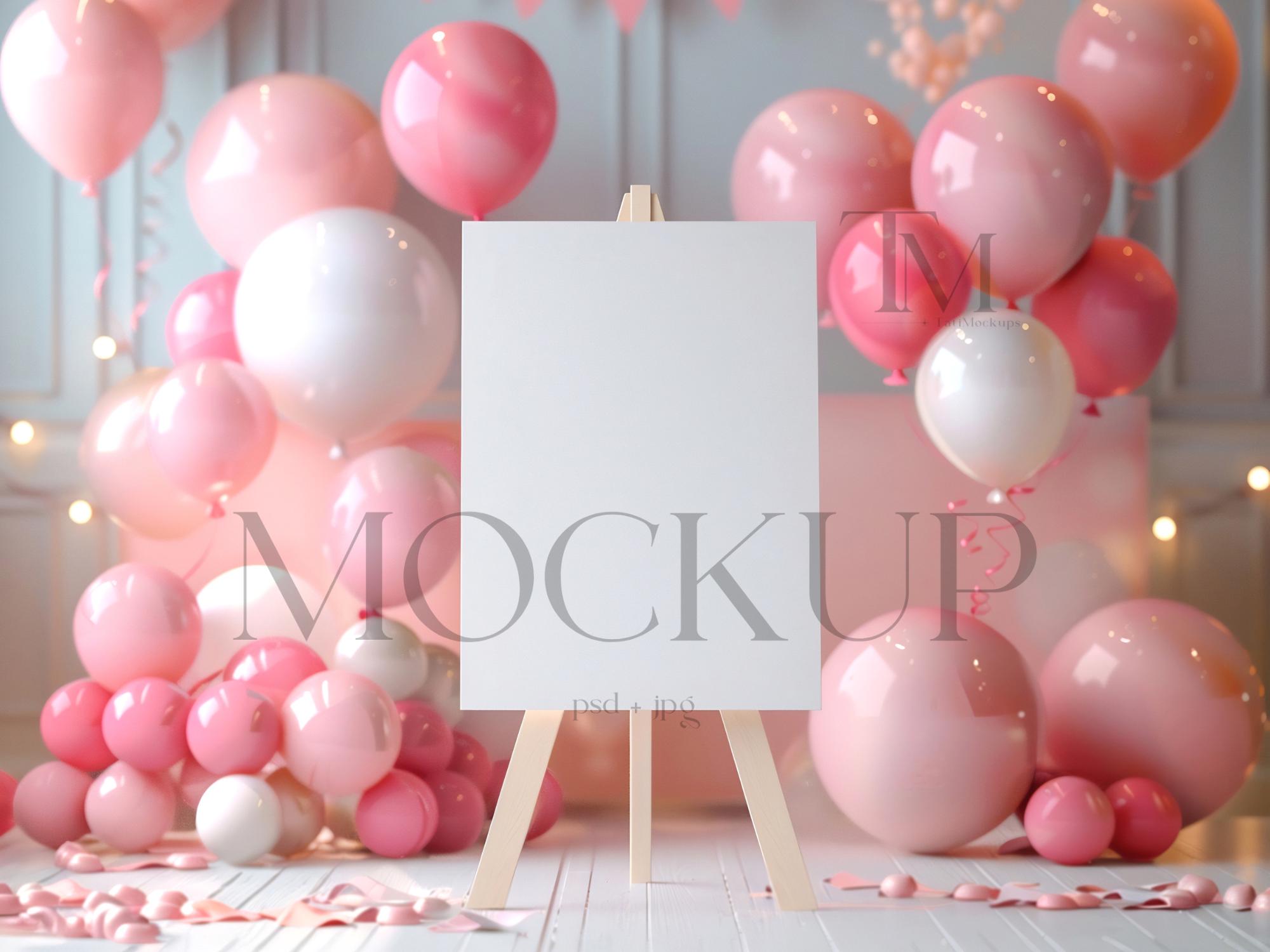 18x24 Sign Mockup, Sign Mockup Balloons, Welcome Mock Up, Pink Welcome Sign Mockup, Party Sign Mockup, Seating Chart Mockup, Easel Mock