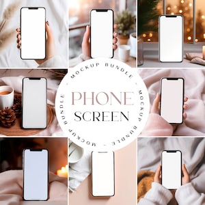 10 iPhone Mockup Bundle, Aesthetic Phone Mockups, Phone Mockup, iPhone Screen Mockup, Smartphone Mockups, Screen Device Mockup Bundle PSD