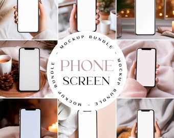 10 iPhone Mockup Bundle, Aesthetic Phone Mockups, Phone Mockup, iPhone Screen Mockup, Smartphone Mockups, Screen Device Mockup Bundle PSD