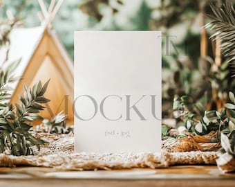 Camping Invite Mockup, Forest Greeting Card Mockup, Birthday Card Mockup, Baby Shower 5x7 Card Mockup, Editable Simple PSD Card Mockup CP2
