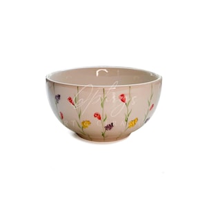 Floral Decorative Handmade Ceramic Bowl – Unique Pottery Bowl, Handcrafted Flower Design, Artisan Serving Bowl, Colorful Home Decor, Gift fo