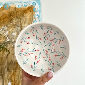 Decorative Handmade Ceramic Bowl Unique Pottery Bowl Floral Serving Dish Colorful Home Decor Handcrafted Bowl for Fruit or Snacks Gift idea