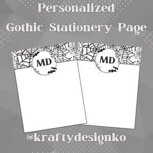 Páginas de planificador góticas personalizadas, obsequio personalizado descargable, papelería personalizada con diseño de telaraña, página de diario de recortes, accesorio de diario