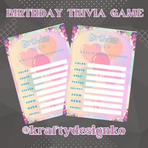 Birthday Trivia Instant Download, Children&#39;s party games, Festive family fun, Tools for teachers, In class printables, Creative learning