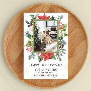 Festliche Familienfoto-Weihnachtskarte, Feiertagskranz-Grußkarte, Tis die Familienfotos der Jahreszeit, Weihnachtskarte für Familie & Freunde