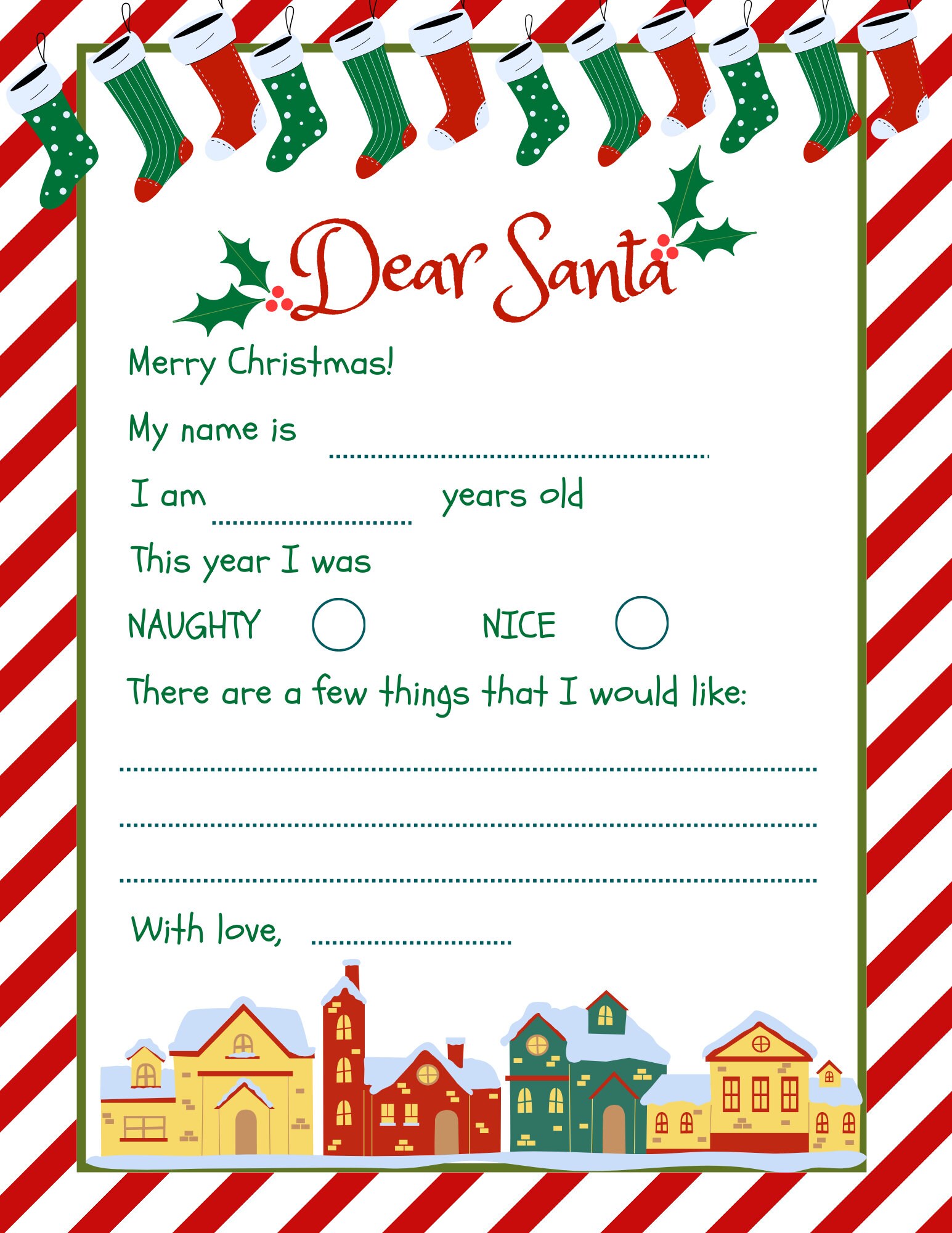 Dear Santa Printable Letter Letter to Santa Christmas Wishlist Dear Santa Printable Letter Letter to Santa Christmas Wishlist