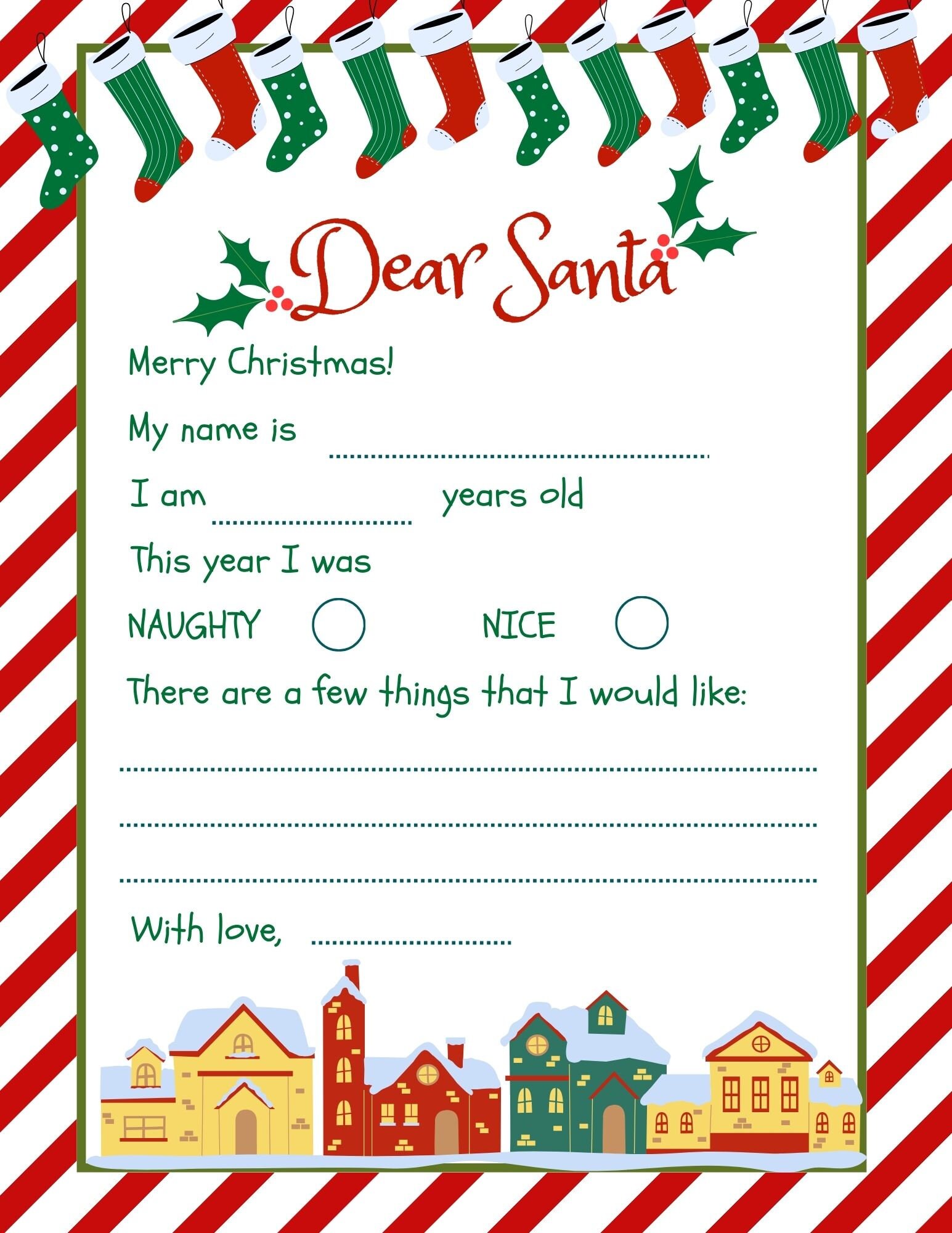 Dear Santa Printable Letter Letter to Santa Christmas Wishlist Dear Santa Printable Letter Letter to Santa Christmas Wishlist