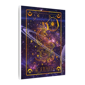 Impression d'art mural céleste Verseau, décoration d'intérieur mystique, toile spirituelle, décoration de chambre bohème, cadeau pour les amateurs d'art, décoration astrologie