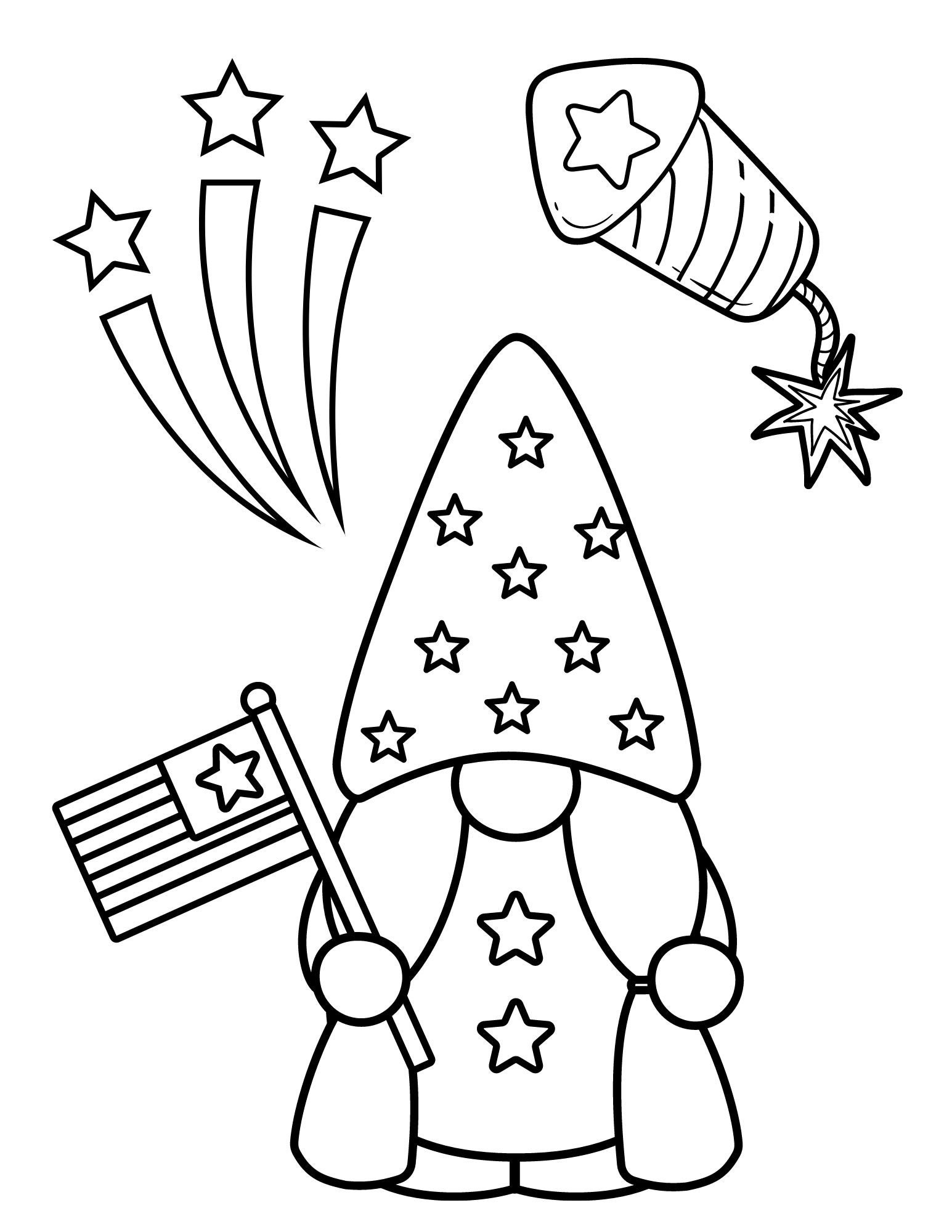 4th of July Coloring Page Instant Download, Stars and Stripes Gnome ...