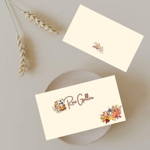 Tarjetas de lugar con faroles de otoño personalizados, Imprima sus propias tarjetas de mesa de otoño, Tarjetas decorativas plegables para la cena de Acción de Gracias, Eventos con temática de otoño
