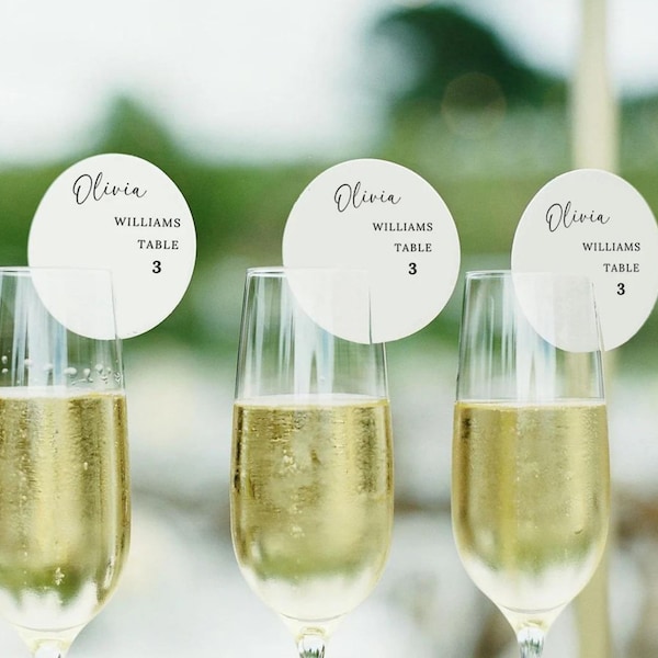 Acrylic Drink Tag | Full Name Table Number Personalized Custom Place Card Champagne Flute Cocktail Charm Wedding Engagement Hens Birthday