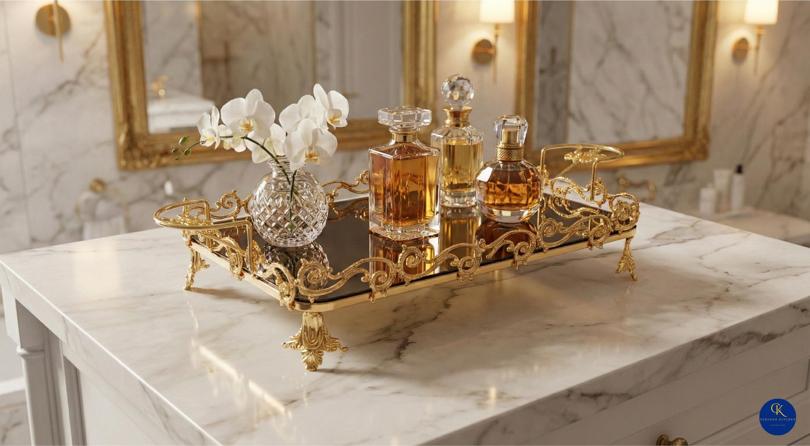 Handmade Gold Baroque Mirror Tray • Copper & Brass Vanity