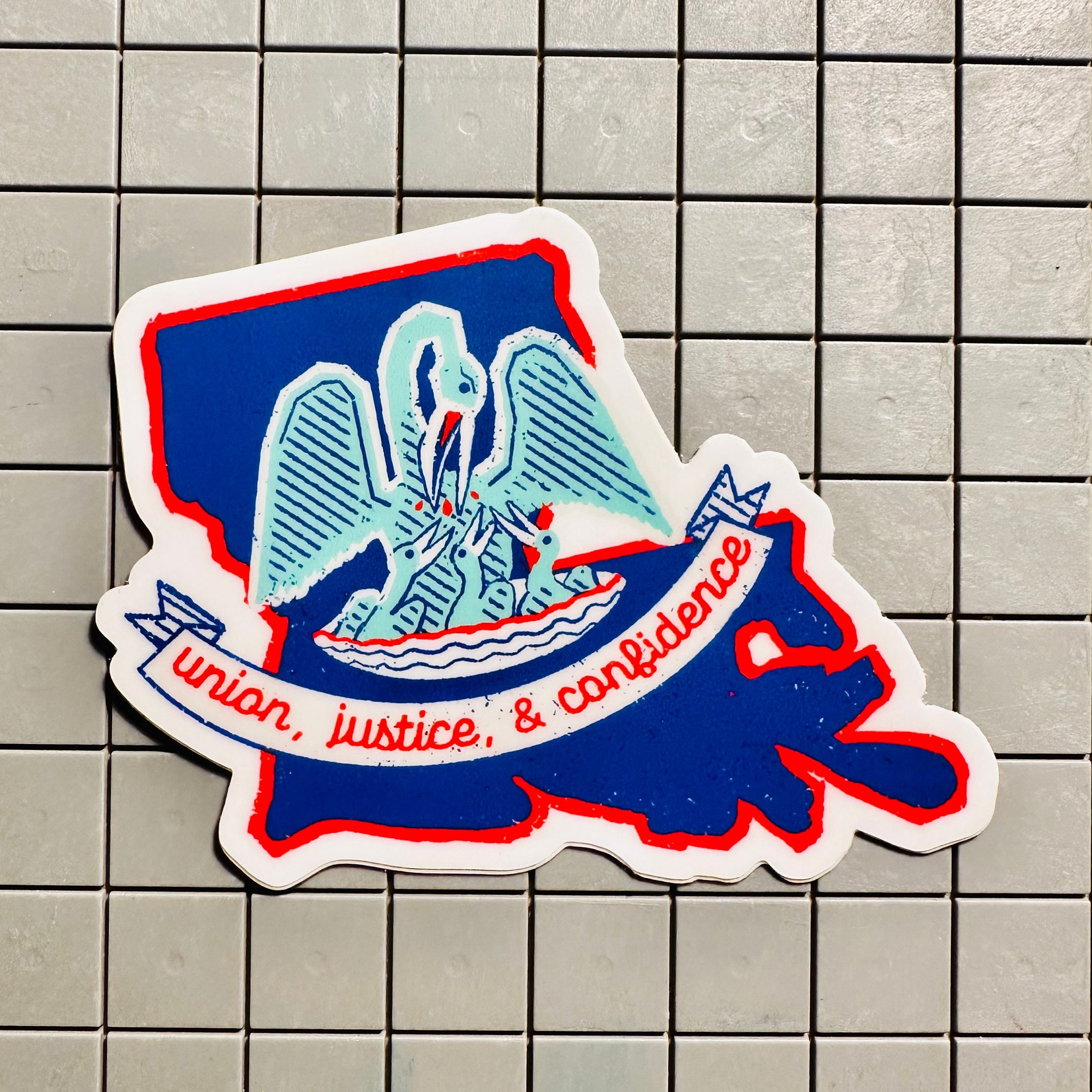 Louisiana Bass Flag Sticker Decal - Self Adhesive Vinyl - Weatherproof