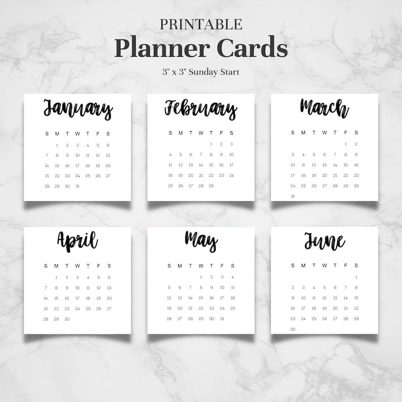2024 Calendar 3x3 2024 Mini Calendar Printable Bujo Calendar 2024