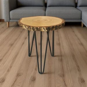Handmade Round Wooden Coffee Table, Small Boho Style Side Table