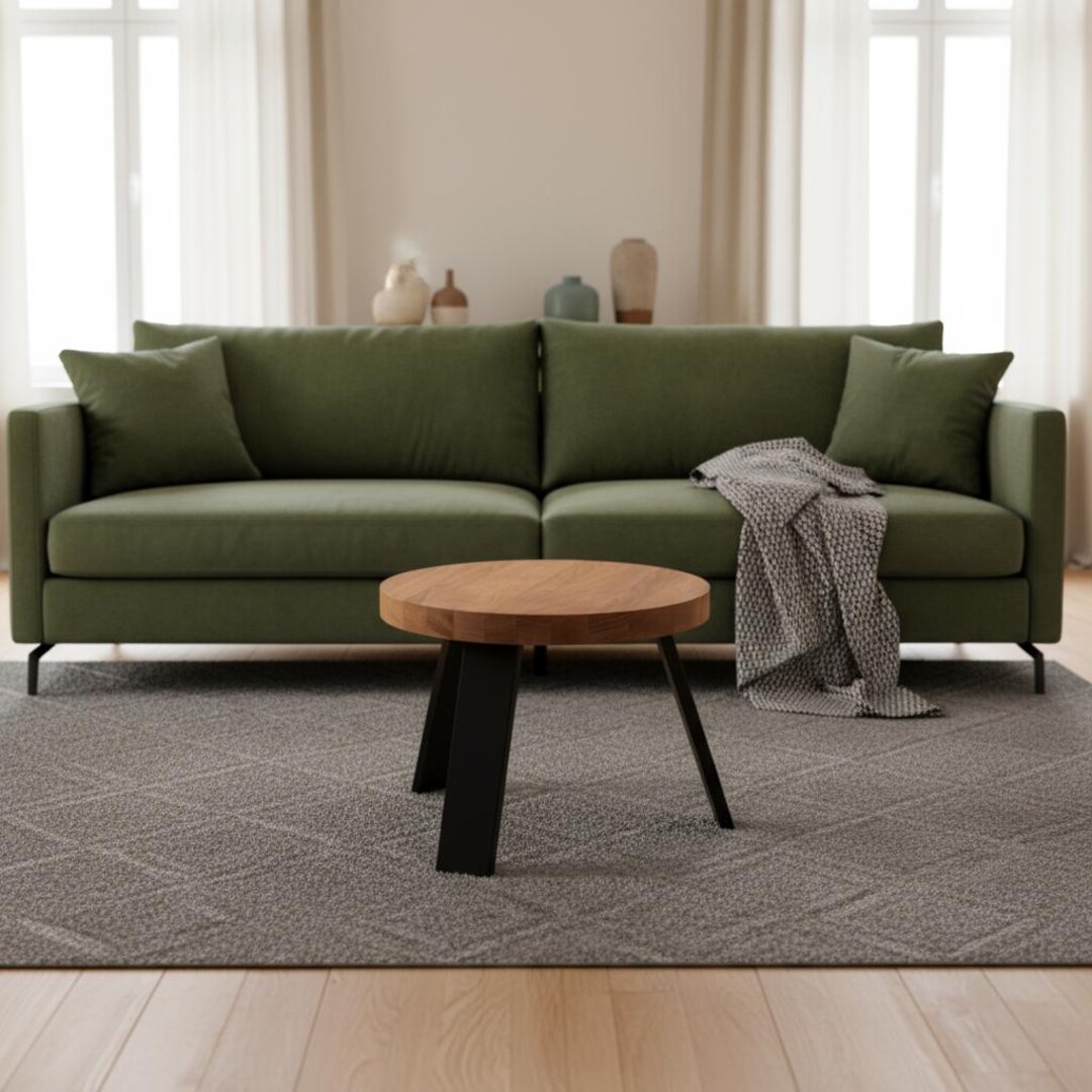 Round Coffee Table, Modern Oak Wooden Coffee Table - Etsy
