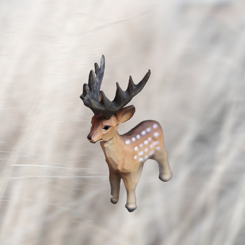 Hand Carved Wooden Deer Figurines Hand Crafted Painted Wooden Animal