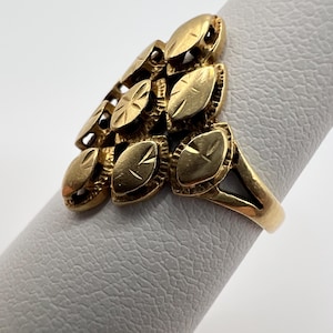 Charming Antique 18k Solid Yellow Gold Etched Ring wt 2.73g sz 4- Antique Jewelry-Vintage-Estate Rings