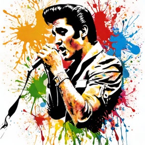 Watercolor Elvis Presley Digital Clipart, Elvis Printable Wall art, Elvis Presley Sublimation PNG, Digital Download