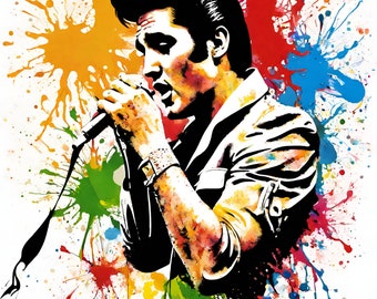 Akwarela Elvis Presley PNG Clipart, Rock and Roll Art (Pobieranie Cyfrowe)