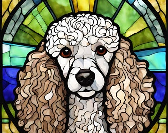 Poodle Stained Glass PNG Poodle Stained Glass design for tumbler sublimation, Stained Glass PNG