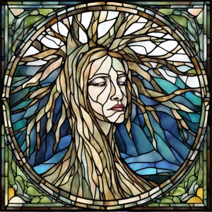 8 Weeping Willow Tree woman Stained Glass Clipart Sublimation Salix Babylonica Designs Instant Download PNG Weeping Willow woman Transparent