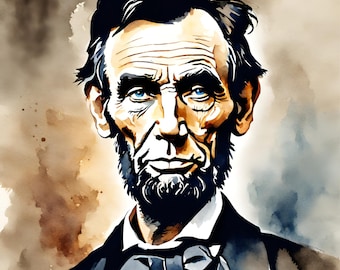 Akwarela Abraham Lincoln Clipart, Prezydent Lincoln PNG (Pobieranie cyfrowe)