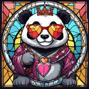 Panda Witraż sublimacja, projekt koszulki, sztuka ścienna, Panda Bear Faux Witraż Szablon, Pakiet sublimacji, Panda Digital Design