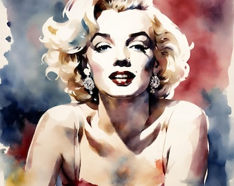 Marilyn Monroe, akwarelowe cliparty, pakiet gwiazd Hollywood PNG (pobieranie cyfrowe)