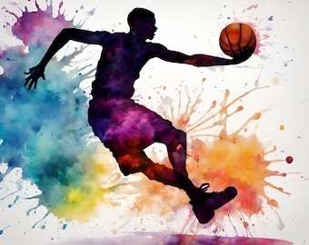 Watercolor Basketball Clipart | Sports Illustrations (Instant Download)