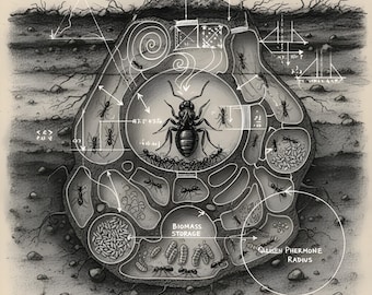 Ant Colony Blueprint Print | Graphite Technical Drawing (Digital Download)