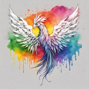 Aquarel Phoenix sublimatie PNG, Phoenix digitale clipart, Phoenix afdrukbare muurkunst, digitale download