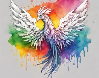 Aquarell Phoenix PNG Clipart, druckbare Wandkunst (digitaler Download)