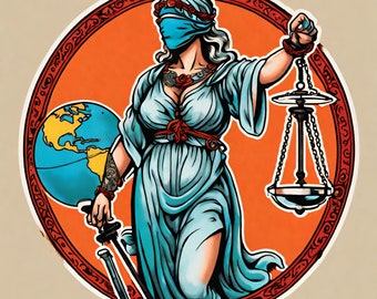 Lady Justitiy Tattoo-Design, Göttin der Gerechtigkeit SVG-PNG-Dateien