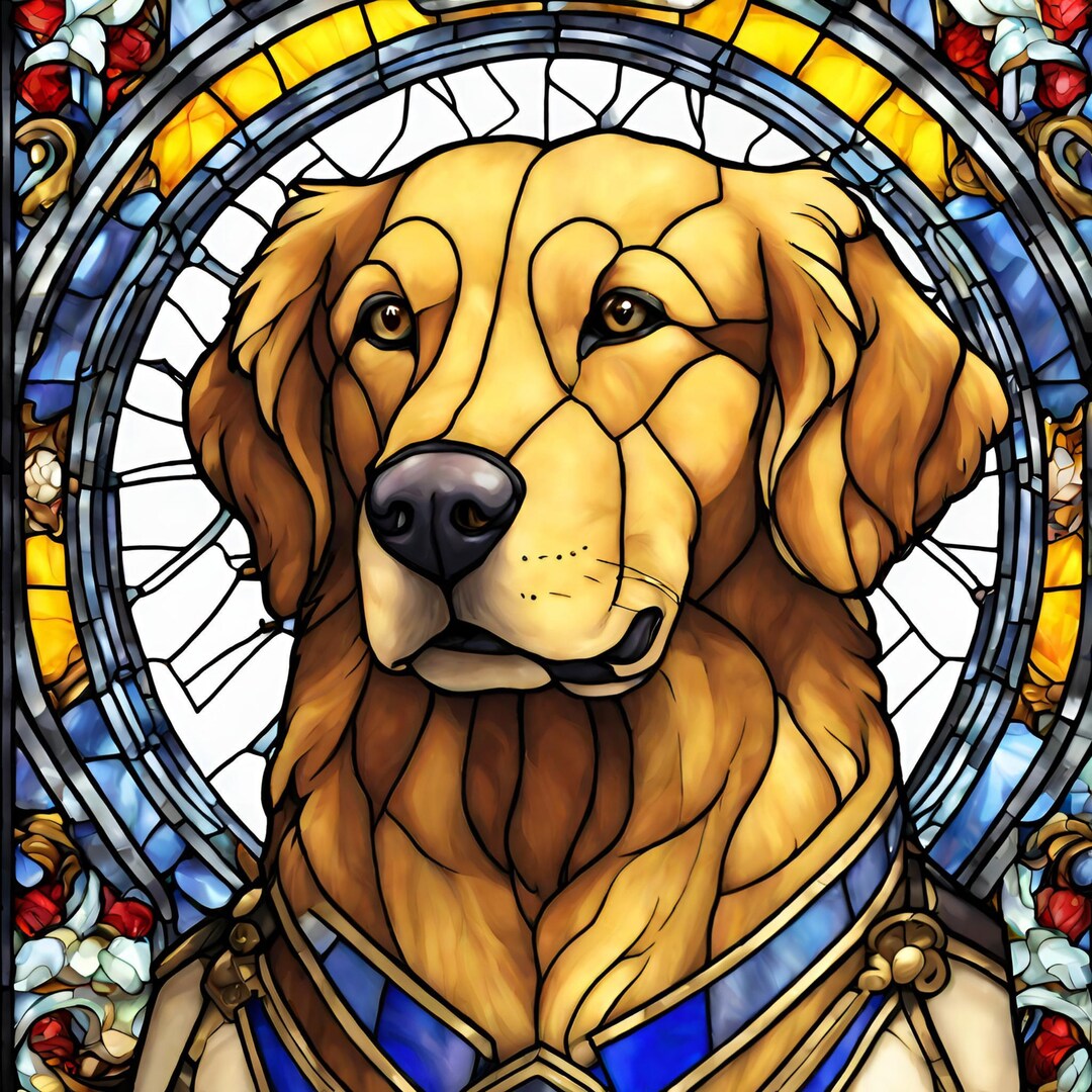 Golden Retriever Stained Glass PNG Golden Retriever Stained Glass