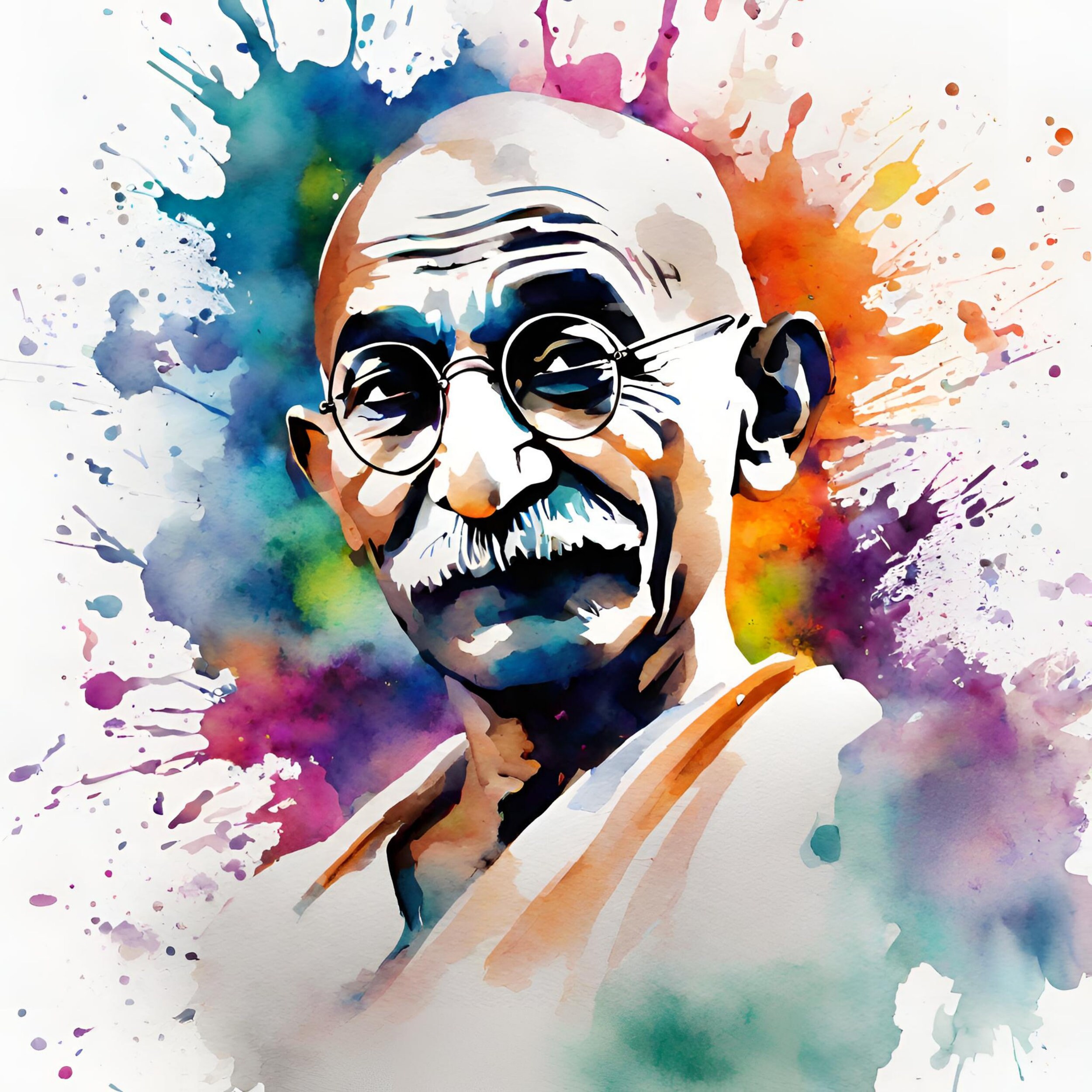 Watercolor Mahatma Gandhi Sublimation PNG, Gandhi Digital Clipart, Mahatma Gandhi Printable Wall art, Digital Download