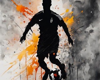 Watercolor Football Clipart Bundle, Soccer Jersey, Ball (PNG, Instant Download)