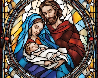 Stained Glass Nativity Clipart Bundle | Christmas PNG Files (Digital Download)