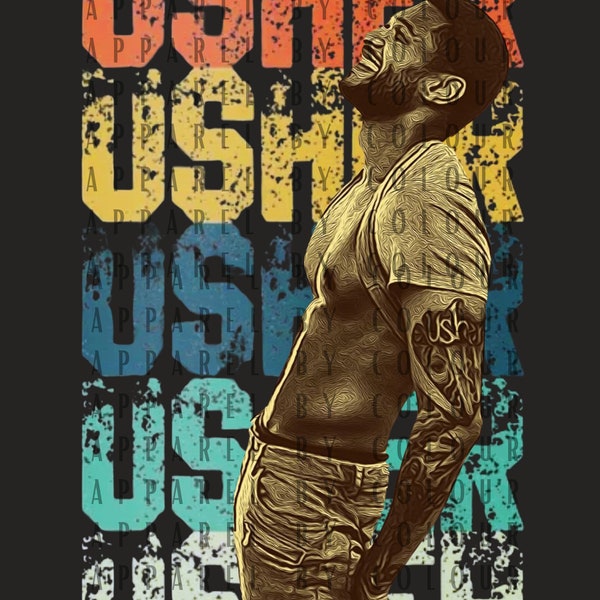 Usher Retro PNG - 300 DPI Digital Download - Transparent Background