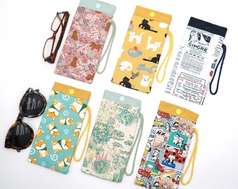 Handmade fabric glasses case, sunglasses cases, padded spectacles sleeve, eyeglasses holder