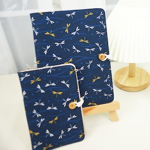 Fabric Journal: A5 A6 Refillable 6-Ring Binder, Dragonfly Print